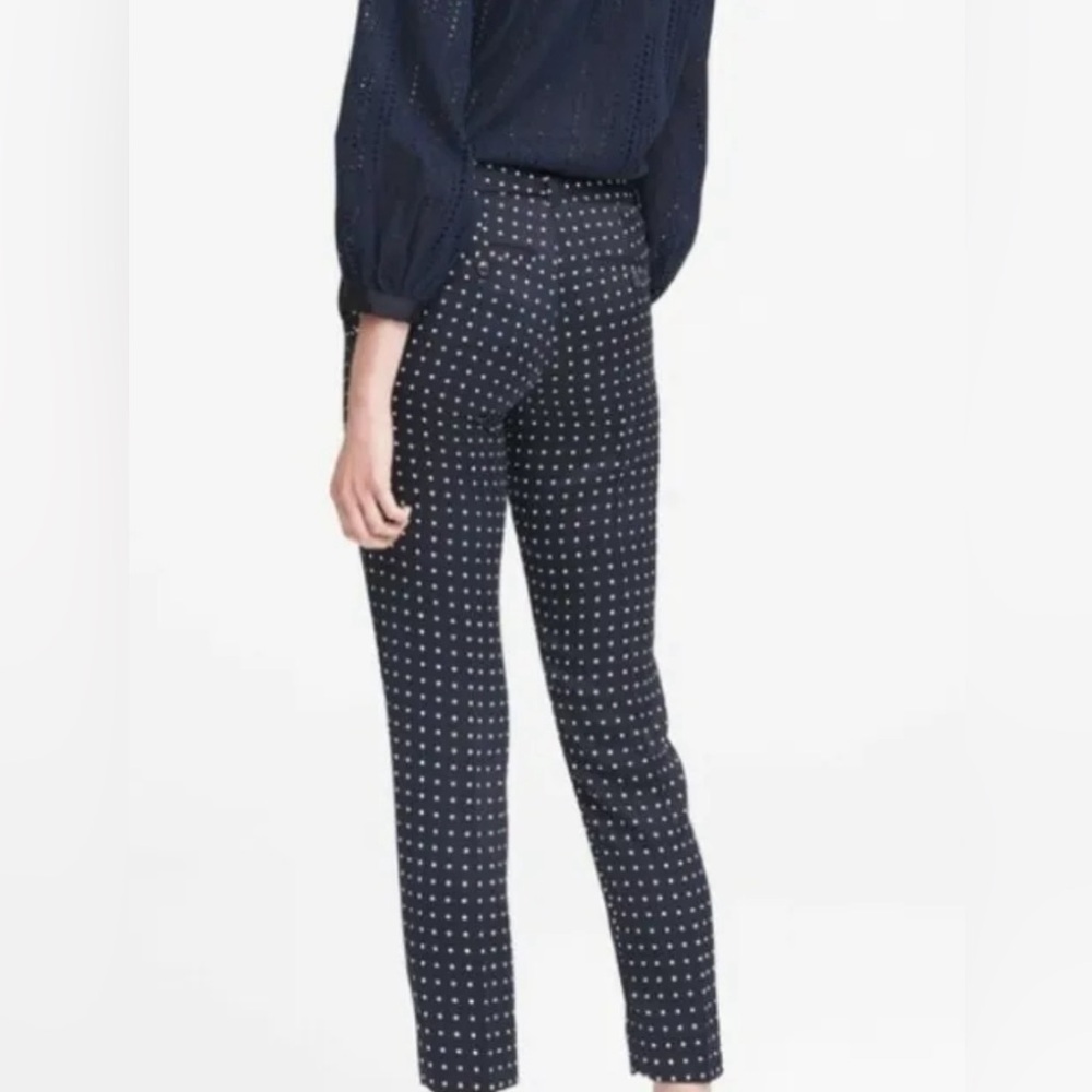 NWT Banana Republic Navy and White Polka Dot Avery Pant - Picture 2 of 13